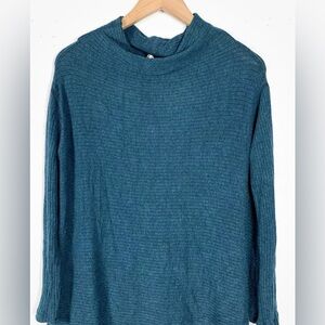 Free People Lover Rib Thermal Slit Back Green Ribbed Small Oversized Long Sleeve